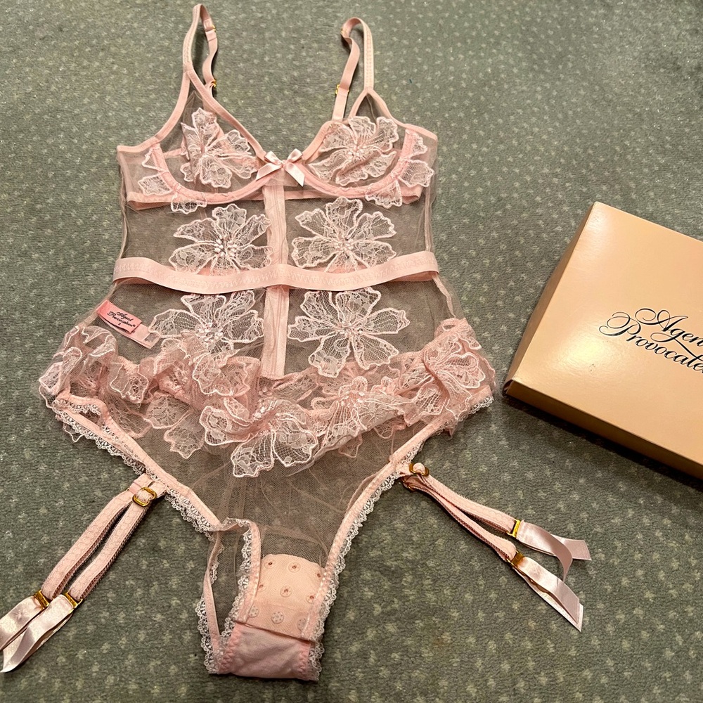 Agent Provocateur Bridal Collection!  Pink Lace Bodysuit